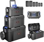 AIRAJ 3-in-1 Rolling Tool Box with Wheels Stackable Tool Chest Tool Storage Organizer Removable Trays 17 in 19 in 21 in Garage Workshop