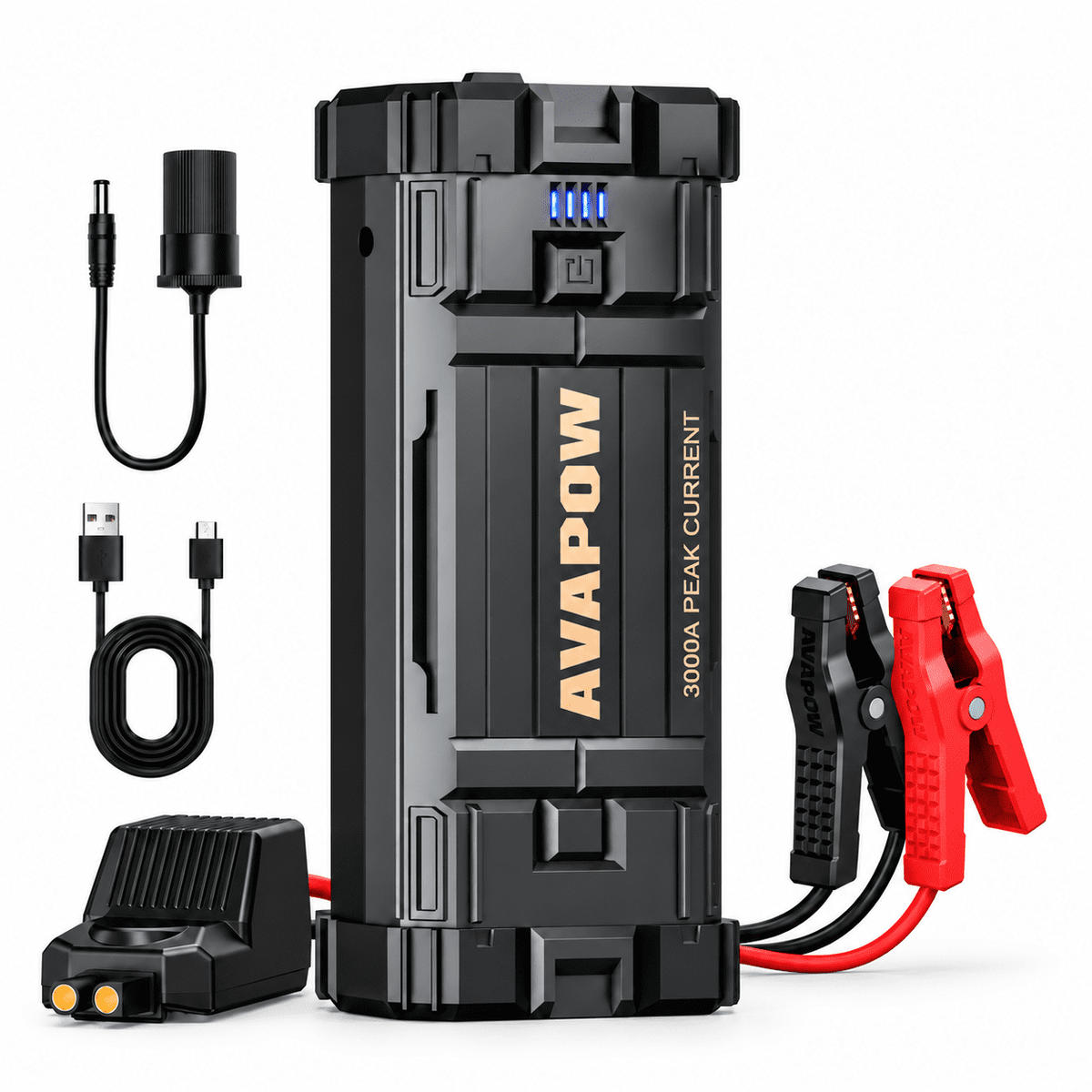 AVAPOW 3000A Car Jump Starter, 23800mAh Portable Battery Booster for 12V Vehicles, Jump Box for Up to 8.0L Gas and 8.0L Diesel Engines, with Smart