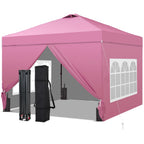 Ainfox 10'x10'Pop Up Canopy Tent 4 Removable Walls Windproof UV Shelter Outdoor,Pink