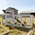 Aivituvin 82.4" Chicken Coop with Wheels, Large Hen House with Run, Chicken Cage for 4-6 Chickens, Weatherproof Asphalt Roof, Nesting Box & Pull-Out