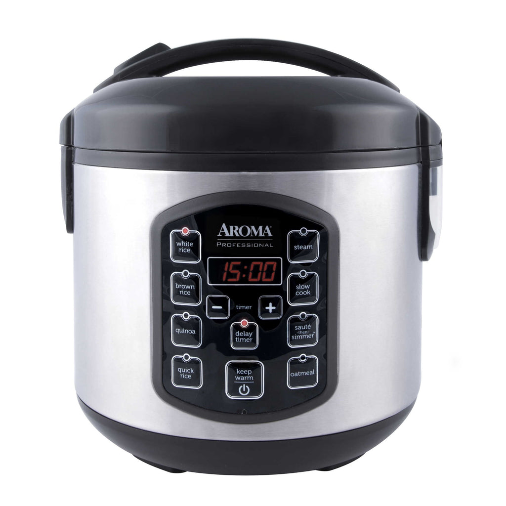 Aroma® Professional 8-Cup (Cooked) / 2Qt. Rice & Grain Multicooker, Stainless Steel, New, ARC-954SBD