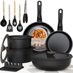 Astercook 20-Piece Pots and Pans Set, Nonstick Cookware Set with Detachable Handles, Oven & Dishwasher Safe, Induction Compatible, Stackable RV