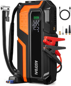 AstroAI M12 Portable Jump Starter with 150PSI Air Compressor, 6000A Car Battery Booster Pack (All Gas &10L Diesel) with Tire Inflator, LED Display