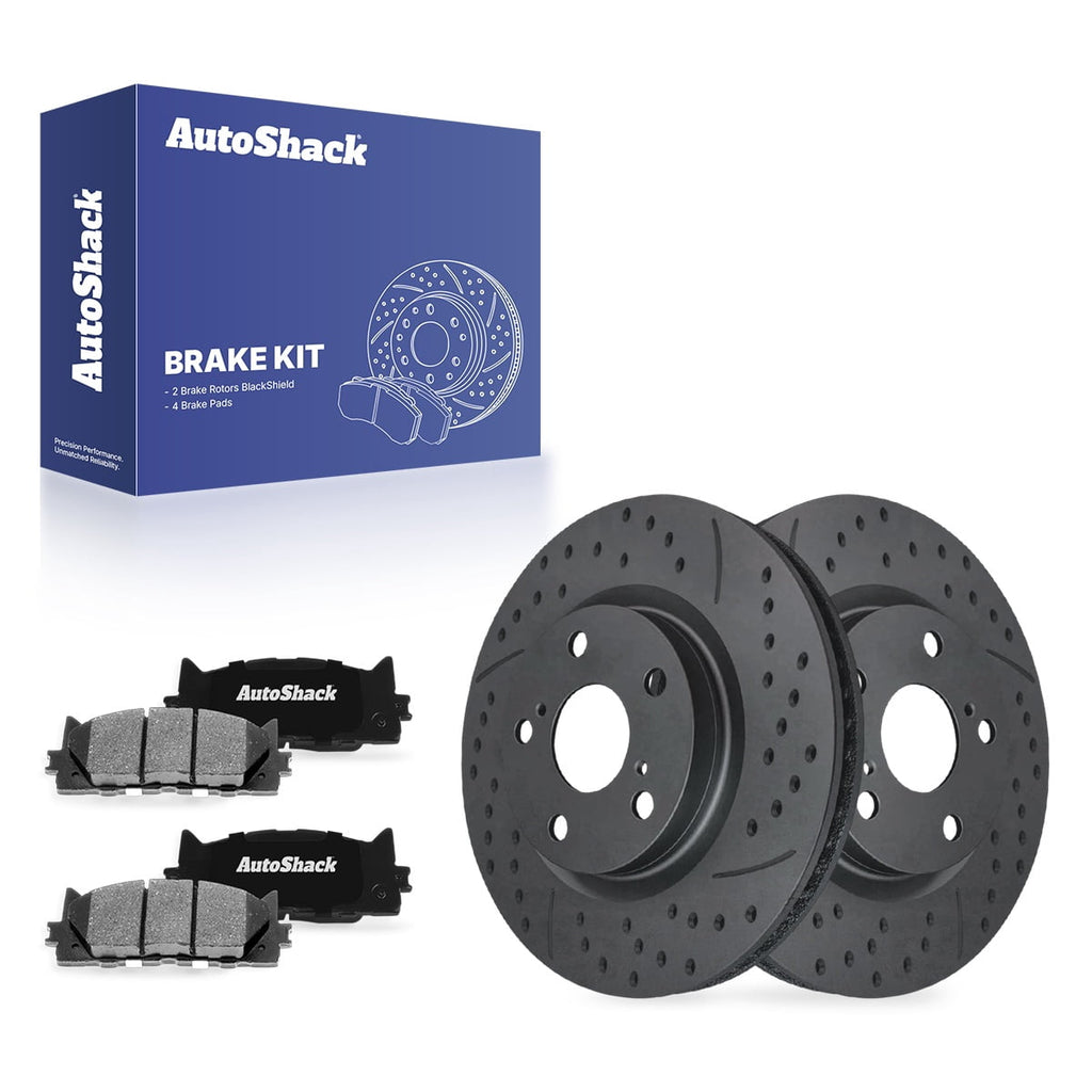 AutoShack Front Black Brake Rotors Vented 11.65" (295.9 mm) & Pads, Compatible with Toyota Camry 2007-2017 FWD 2.4L 2.5L 3.5L