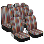 BDK Saddle Blanket Car Seat Covers Front and Rear Set, Woven, Baja Inca, 9-Piece