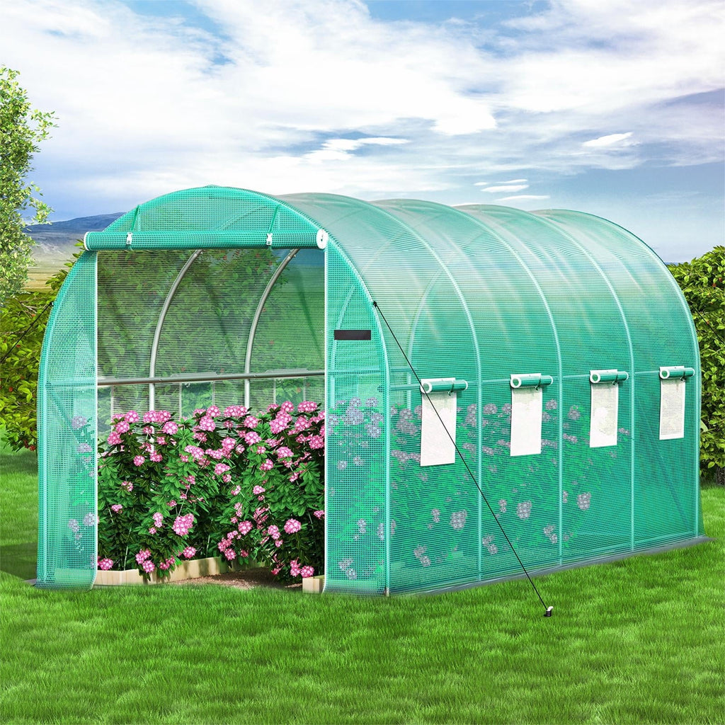 VEVOR Walk-in Tunnel Greenhouse Galvanized Frame & Waterproof Cover 15x7x7 ft