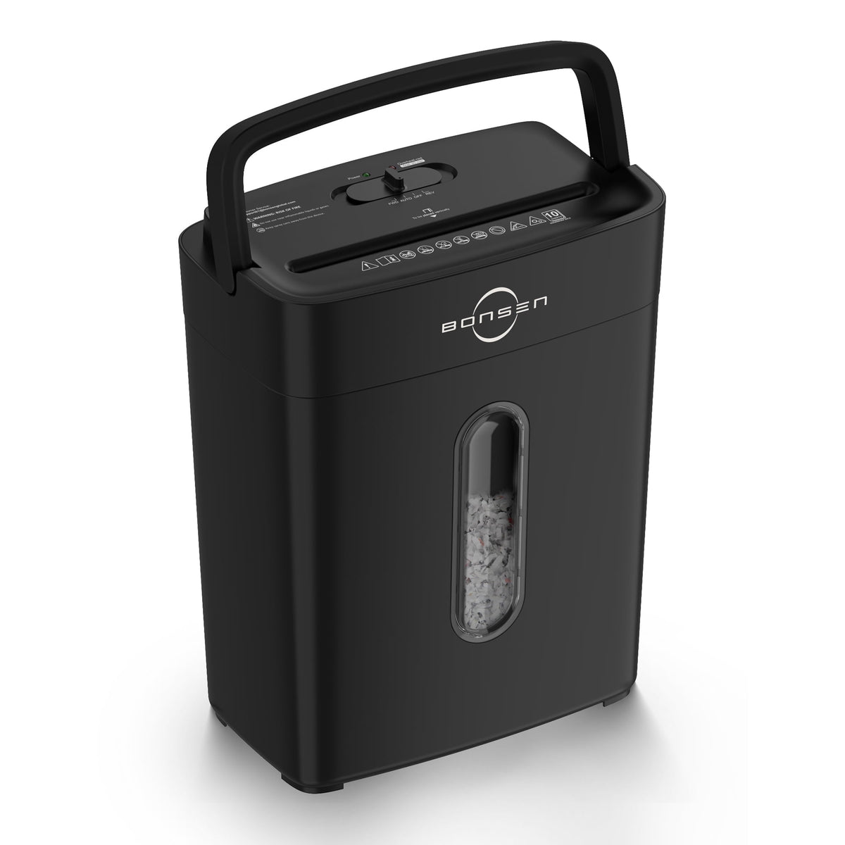 BONSEN 10-Sheet Cross Cut Paper Shredder, Shred Credit Card Paper Shredder for Home Use, Compact Design with Portable Handle, Black