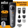 Braun All-in-One Series 5 Trimmer Kit, 40 Lengths, Ultra Sharp Blade, AIO 5510, Moonstone Grey
