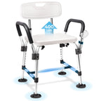 COSYWILL Shower Chair for Inside Shower,Bath Chair with Arms and Back,Heavy Duty Safety Shower Bench with Height Adjustable Bath Seat,White