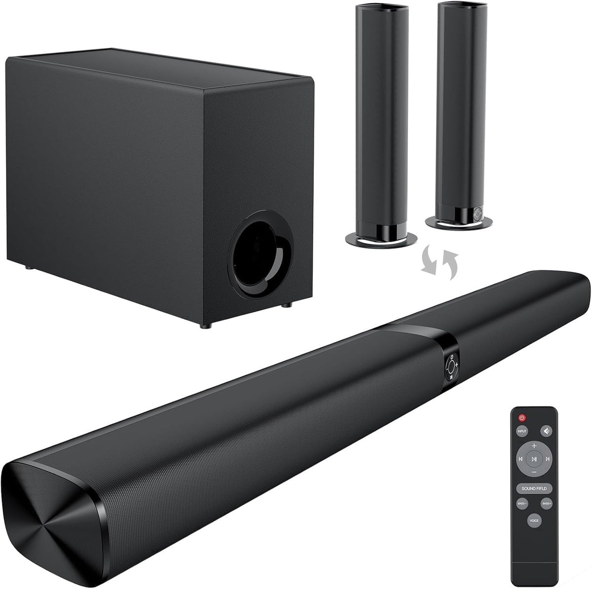 Cowin Sound Bar for Smart TV, 110W Sound Bar with Subwoofer, 2 in 1 Detachable Bluetooth Soundbar for TV with Deep Bass & Volume Boost & 3 Equalizer