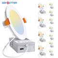 DAYBETTER LED Recessed Ceiling Light Modern,6 inch 5CCT Ultra-Thin with Junction Box,2700K-5000K Selectable, Dimmable(12Pack),Decor, Lighting