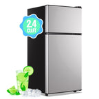 DEMULLER 2.4 Cu.ft Mini Refrigerator Small Fridge with Freezer Dual Door Fridge New Silver