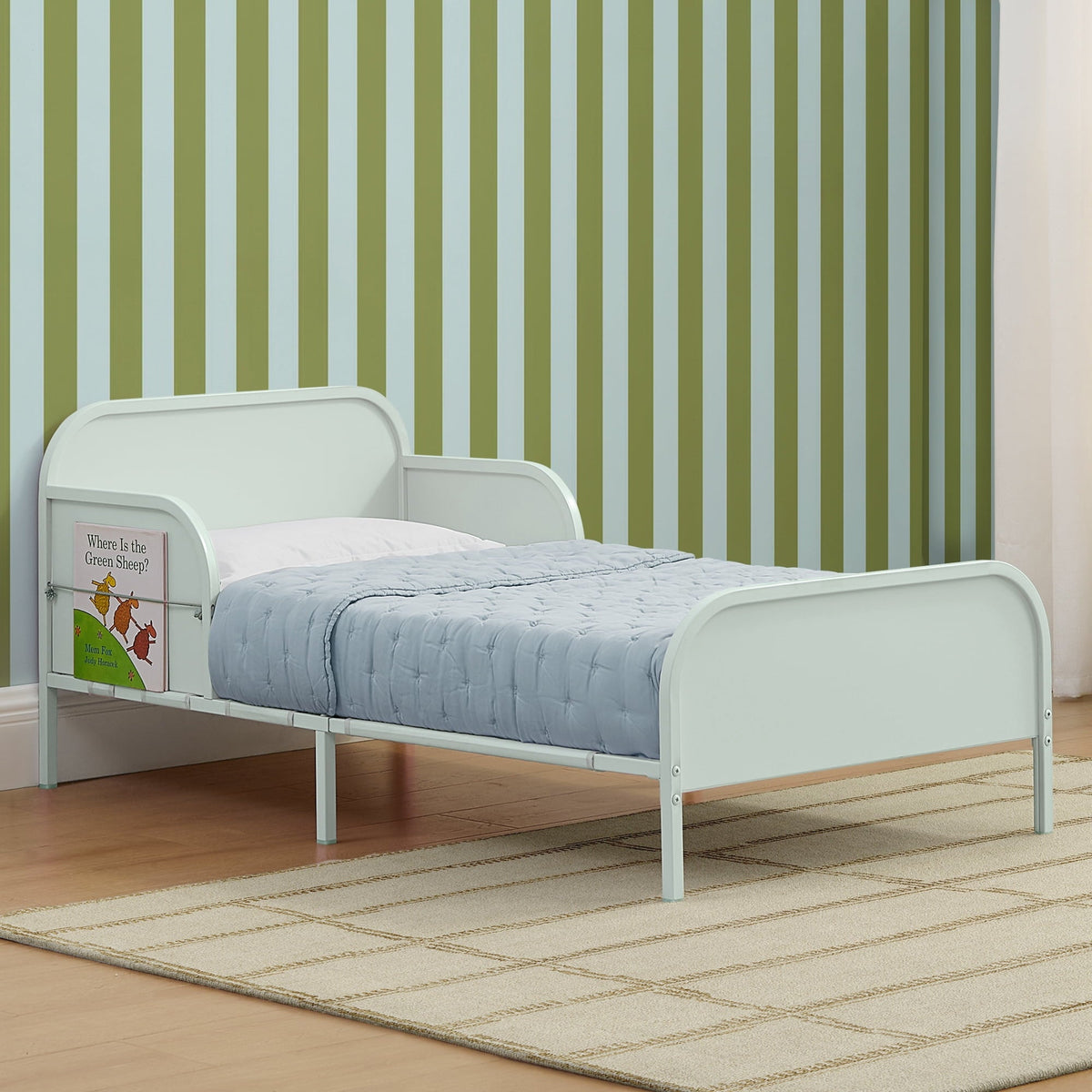 Delta Children Magic Magnet Toddler Bed with Customizable Magnets & Built-In Book Storage, Sage