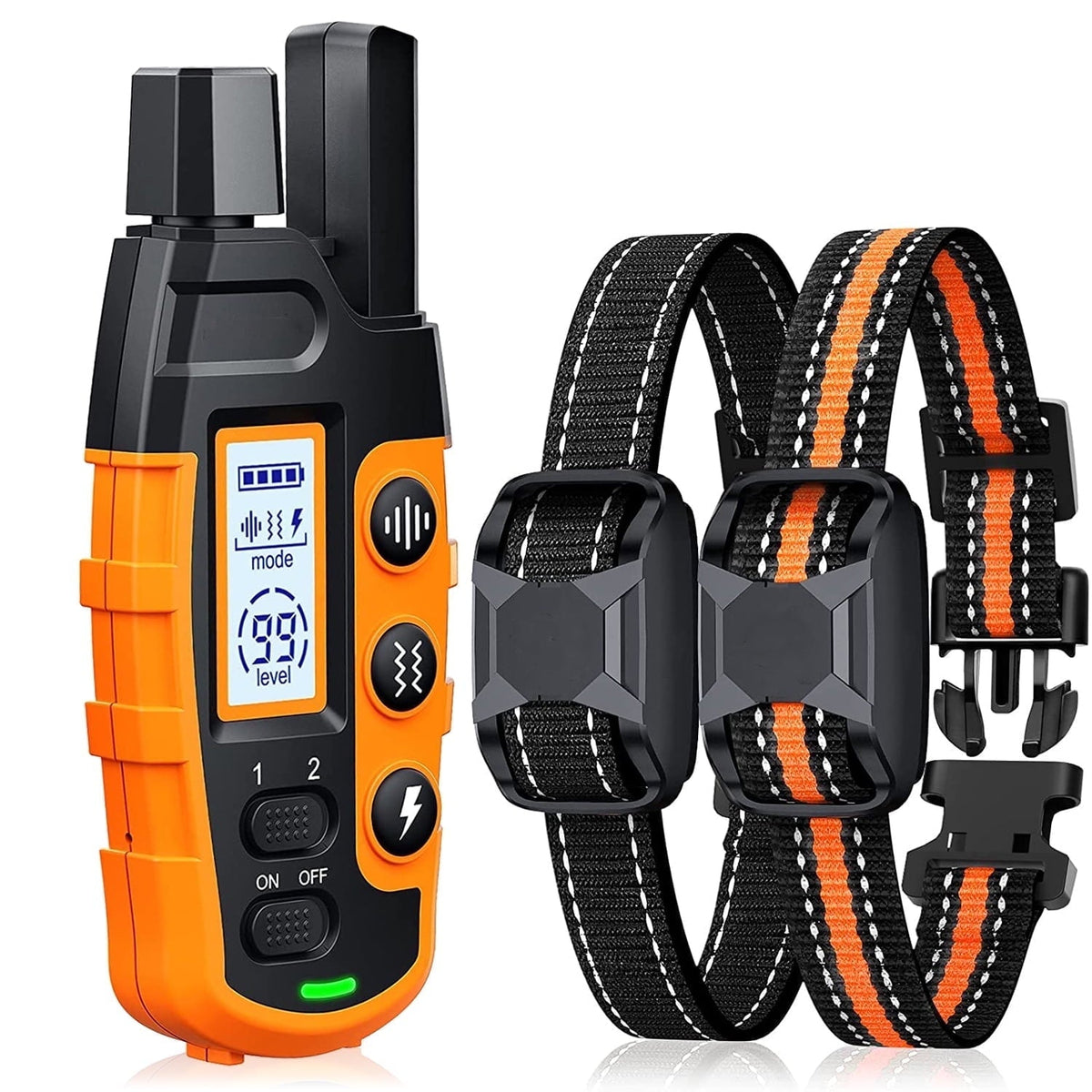 Dog Training Collars With Remote, 2 Collars, Electric Shock, Vibration & Sound Modes, Rechargeable, 3300ft Range, Waterproof, For Small To Large Dogs