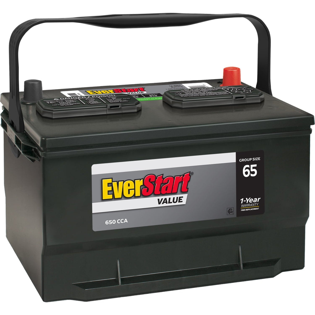 EverStart Value Lead Acid Automotive Battery, Group Size 65, 12 V, 650 CCA