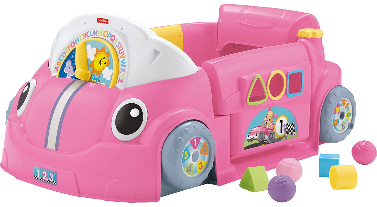 Fisher-Price Laugh & Learn Crawl Around Car, Electronic Learning Toy Activity Center for Baby, Pink