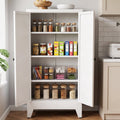 Glyxxen 47" Kitchen Pantry Cabinet, Metal Storage Cabinet, Modern Tall Steel Pantry Cupboard with 2 Doors and Adjustable Shelves for Kitchen Garage