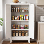 Glyxxen 47" Kitchen Pantry Cabinet, Metal Storage Cabinet, Modern Tall Steel Pantry Cupboard with 2 Doors and Adjustable Shelves for Kitchen Garage