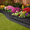 GroundSmart Roman Brick Landscape Edging, 4' Black Rubber Garden Edging Border, 6 pack