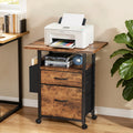 HIGDBFE File Cabinets with 2 Drawers, Rolling Fabric Filing Cabinet with 24'' Large Tabletop, Printer Stand for Home Office, Fits A4/Letter Size