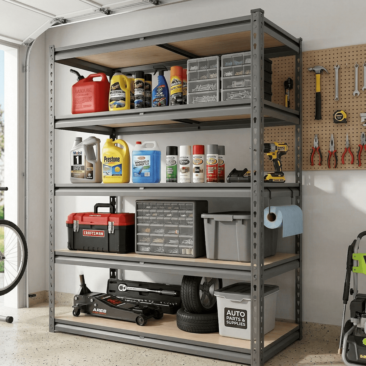 UBERLYFE Heavy Duty Garage Shelving Unit, 2000 lbs Metal Storage Shelves, 5-Tier Adjustable Steel Shelving Rack, Freestanding Garage Storage Rack
