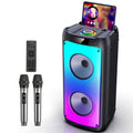 JYX Karaoke Machine, Home Karaoke Party Speaker for Adults, Bluetooth Speaker with 2 Microphone, Dazzling Light
