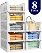 Kitsure Closet Organizers and Storage - Stackable Storage Drawers, Multi-Purpose Closet Organizer Set for Closet Storage, 8-Pack, 16.6" x 13.1" x