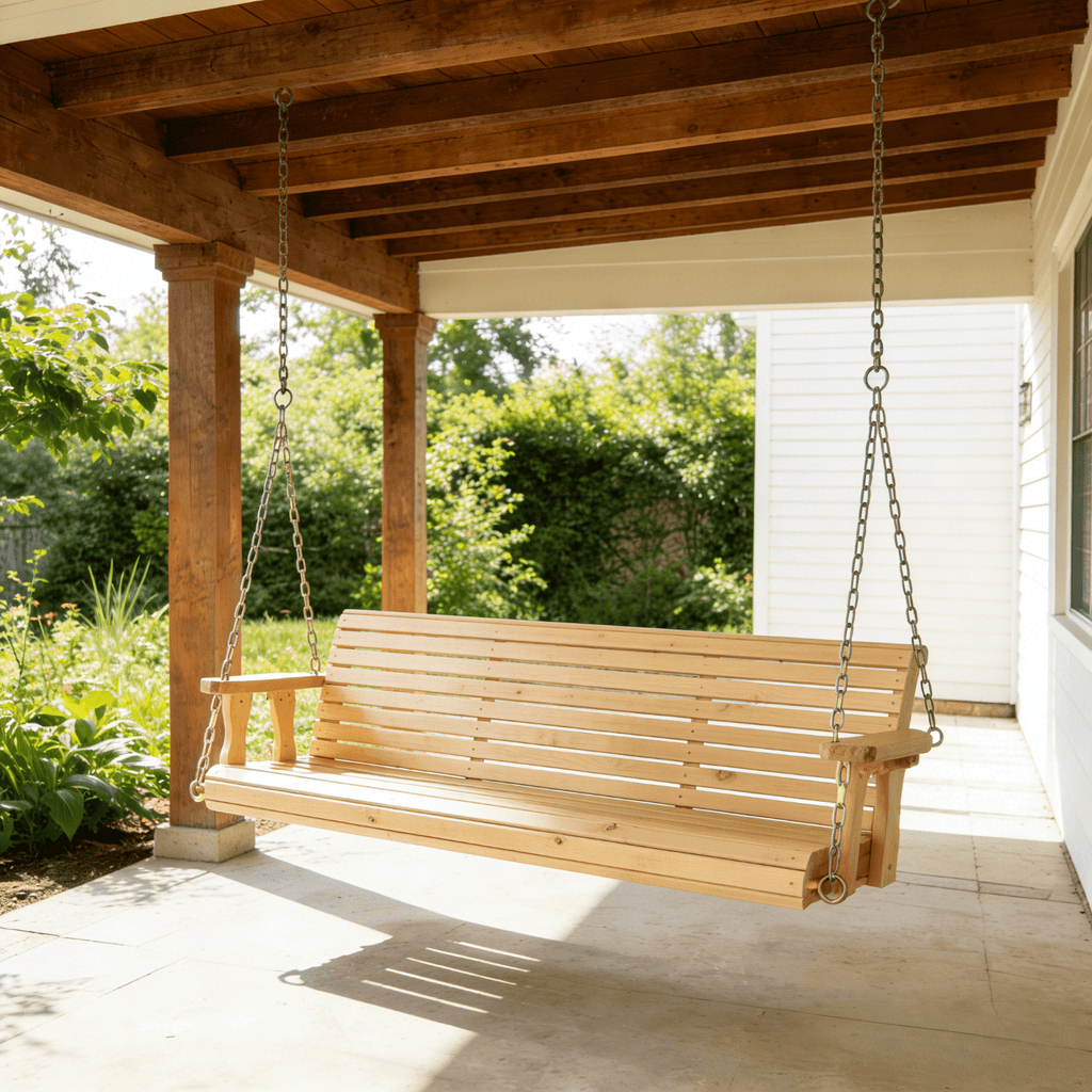 Ktaxon 5FT Patio Porch Swing, Heavy Duty 880lbs Capacity Wooden Bench with Hanging Chains