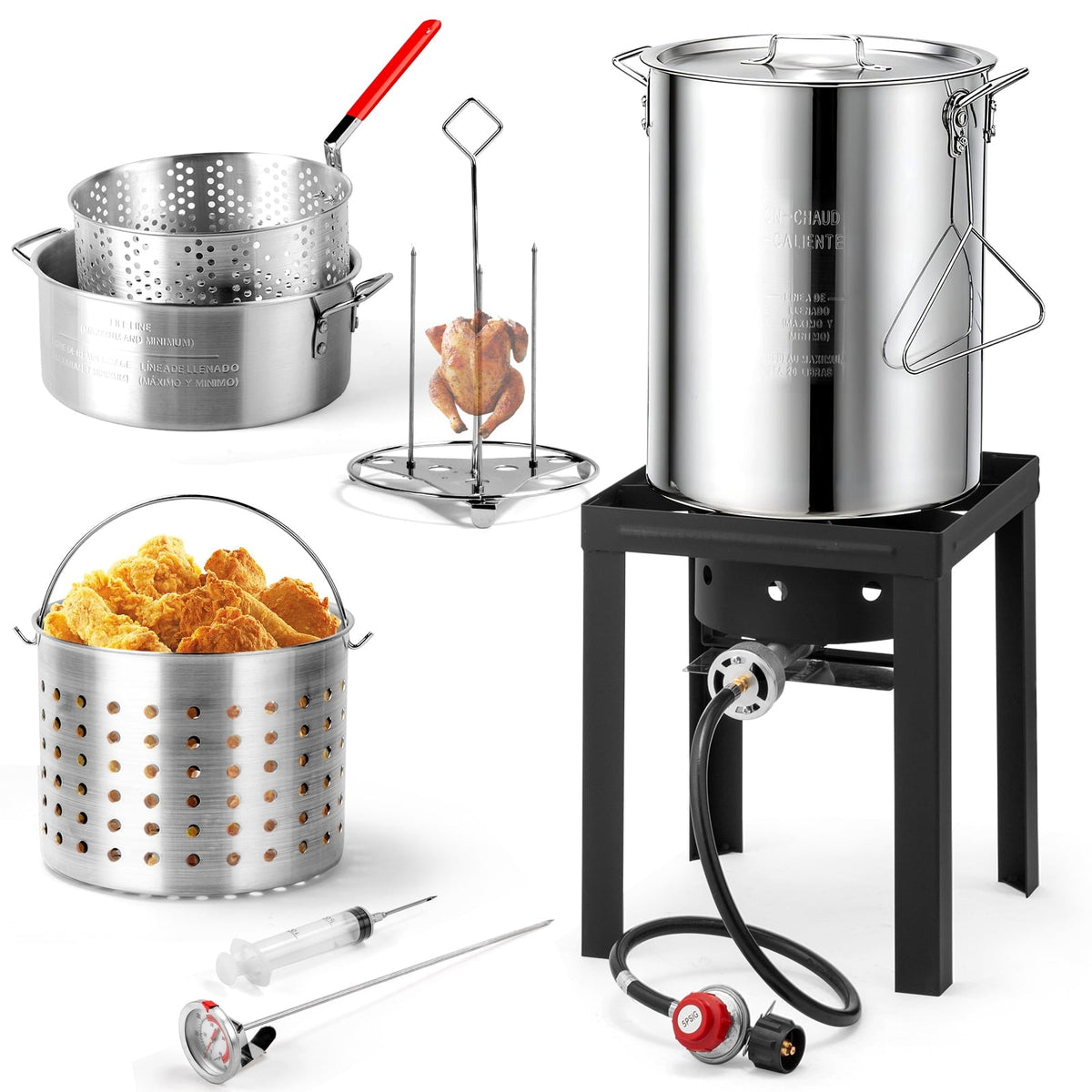 Ktaxon Propane Outdoor Fryer Fish Frying / Boiling Turkey Fryer Pot,55000BTU,30QT,10QT