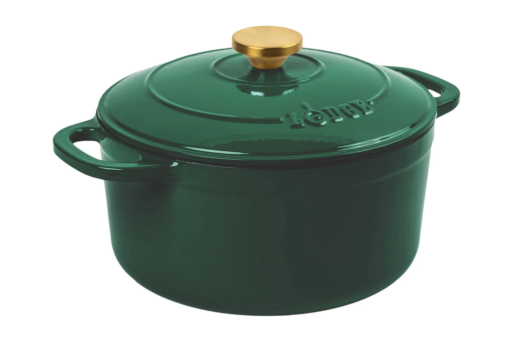 Lodge 7 qt Enameled Cast Iron Dutch Oven with Loop Handles, Emerald