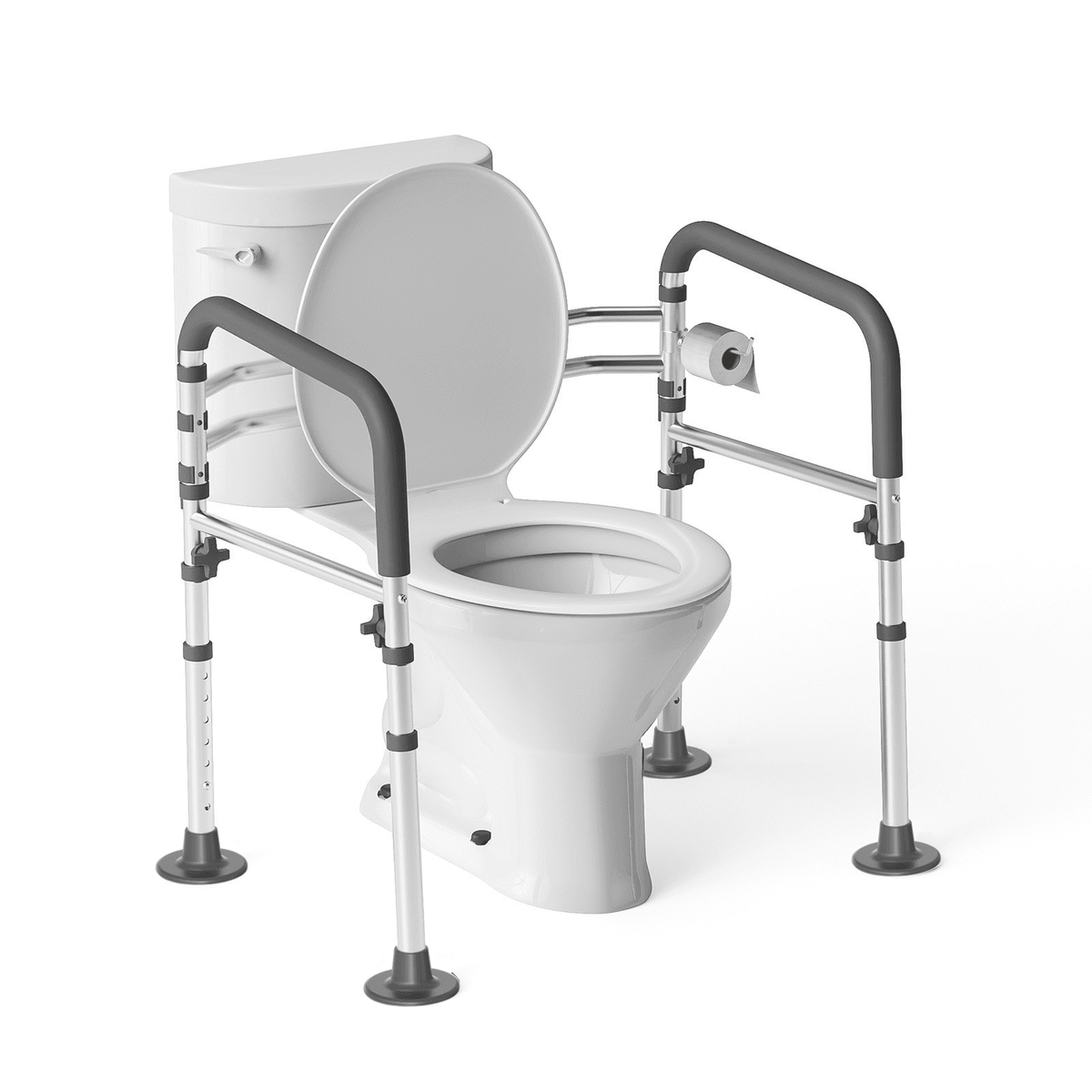 Loyoda Toilet Safety Rail, Adjustable Foldable Toilet Frame with Handles for Seniors 350 lb Weight Cap