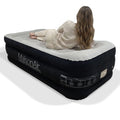 MaisonAir 20in Twin Airbed Premium Air Mattress with Coil Beam Support and Built in Pillow with Electric Air Pump