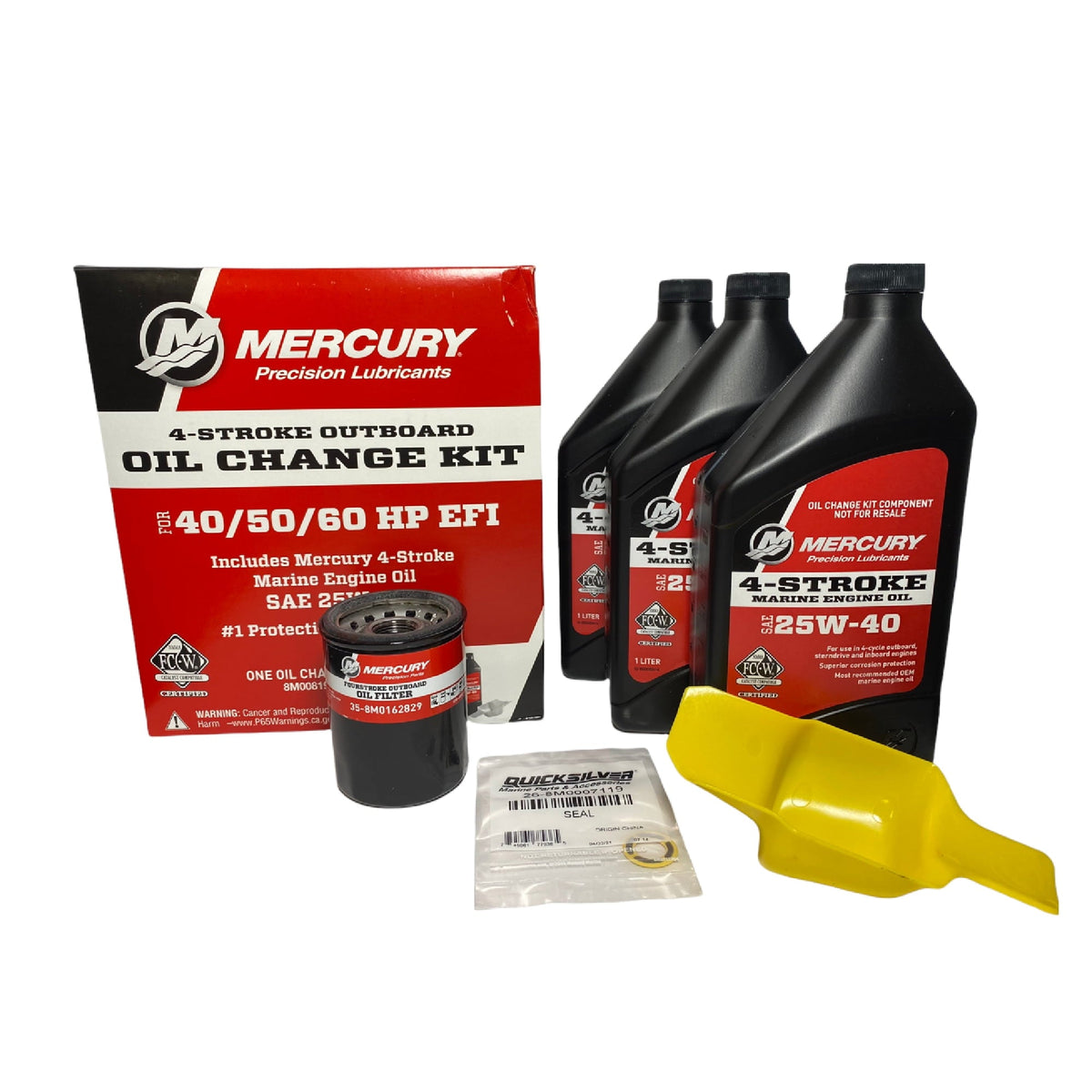 Mercury Marine Quicksilver New OEM 25W-40 Oil Change Kit, 8M0081916