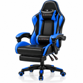 Mr IRONSTONE Ergonomic Gaming Chair with Massage Lumbar Support and Footrest, Heavy Duty 400lbs Computer Chair for Adults, Blue/Black