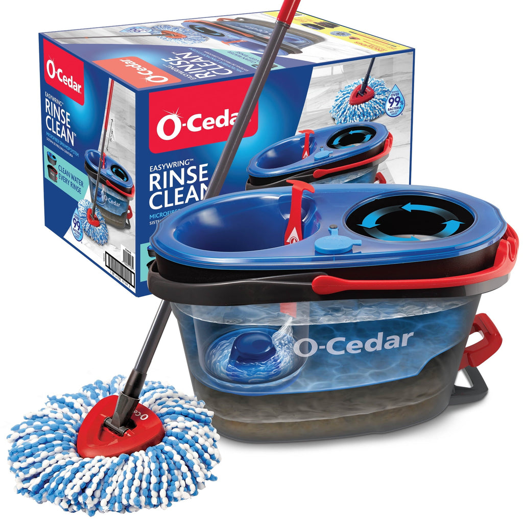 O-Cedar RinseClean Microfiber Spin Mop & Bucket Set with Clean Water Tank