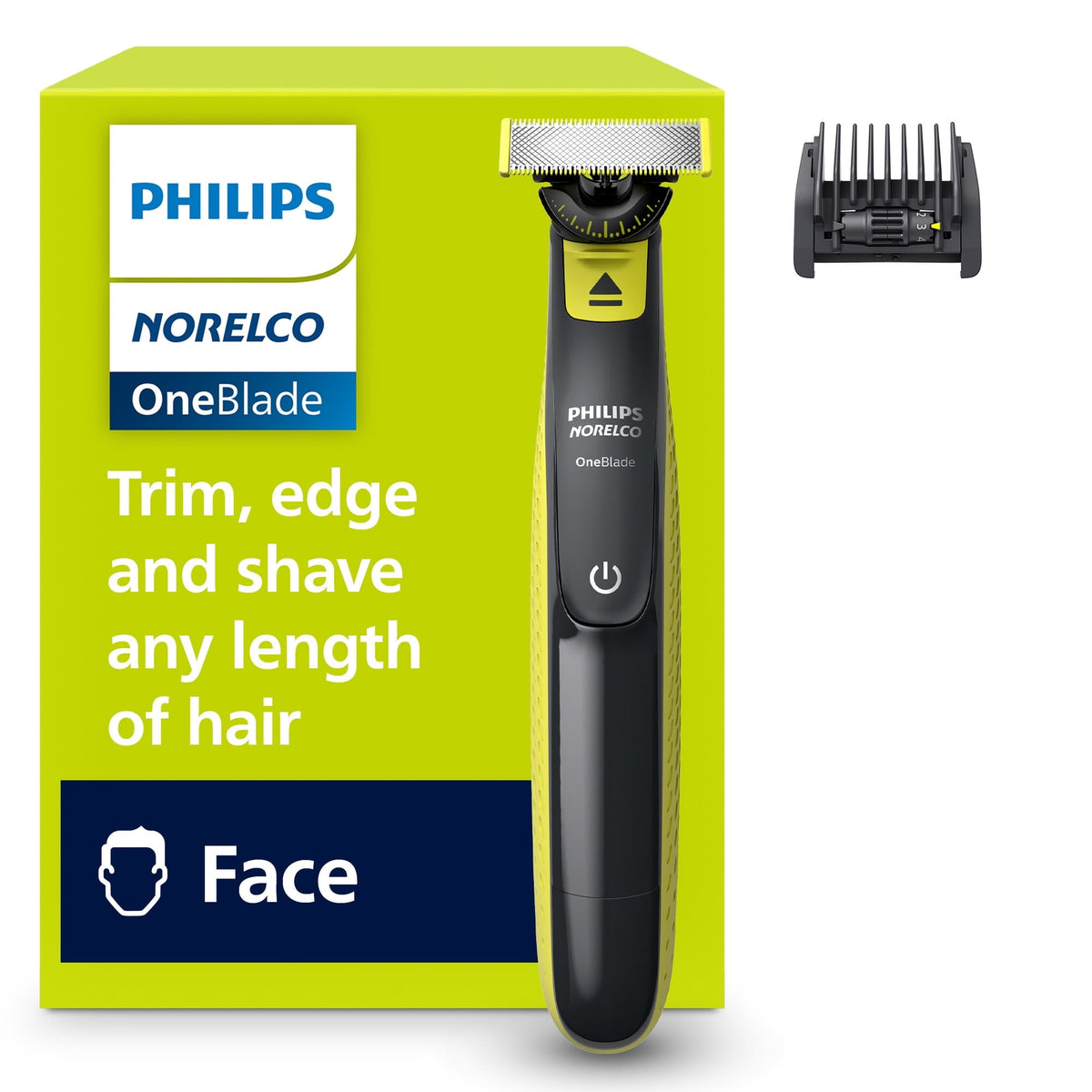 Philips OneBlade 360 Face, Hybrid Electric Trimmer & Shaver, 5-in-1 Comb, Wet & Dry Use, Black, QP2724/70