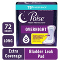Poise Women's Overnight Incontinence Pads, Extra Coverage (72 Count)