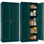 Polup 71" Green Pantry Storage Cabinet with 2 Doors, Tall Metal Kitchen Cabinet with Adjustable Shelves, Freestanding Cupboard for Garage, Laundry