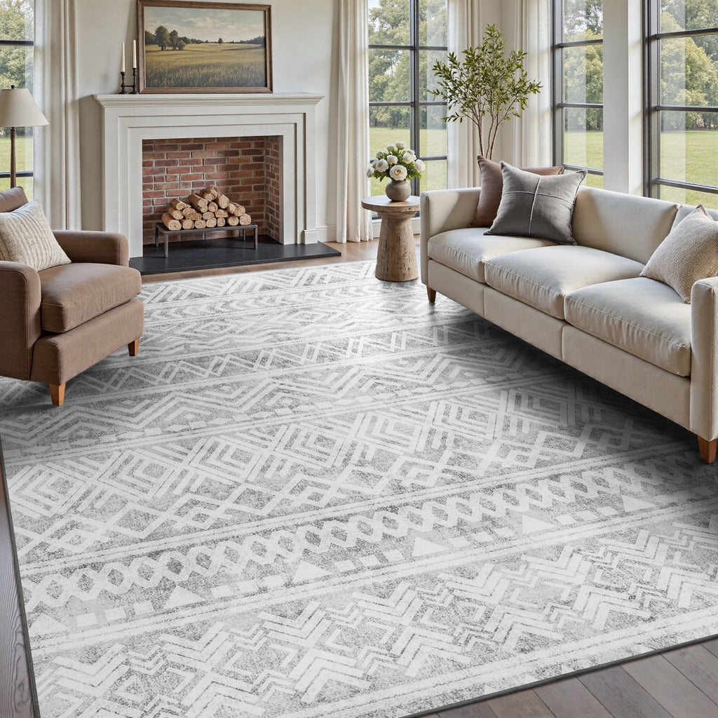 SIXHOME 5'x7' Area Rugs for Living Room Washable Rugs Boho Large Area Rug Modern Geometric Neutral Living Room Rug Carpet Soft Rugs for Bedroom