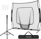 SPECSTAR 7x7Ft Baseball Softball Practice Net with Batting Tee and Carry Bag for Hitting Pitching, Black