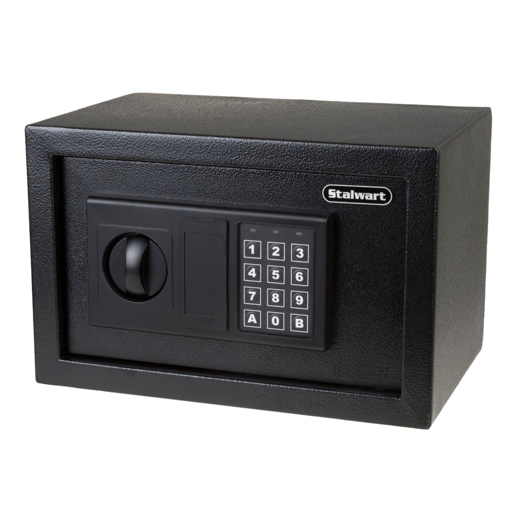 Stalwart Fire Resistant Steel Digital Safe Box with Keypad, Anti-theft Alarm and Manual Override Keys, Black