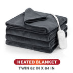 Sunbeam Heated Electric Microplush Bed Blanket, Greystone, Twin Size, 12 Heat Settings, 62 x 84 in
