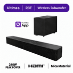 ULTIMEA Sound Bar With Wireless Subwoofer, 240W, App Control, BassMX & VoiceMX, Soundbar for Smart TV, Bluetooth 6.0, HDMI, Optical, Poseidon R3T