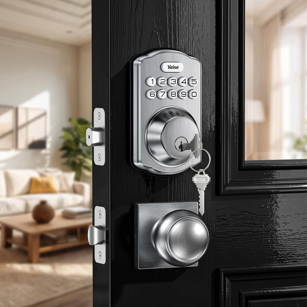 Veise Keyless Entry Door Lock with 2 Knobs Set, Electronic Keypad Deadbolt, Easy Installation Digital Smart Door Lock Set, Auto Lock, One-time Codes
