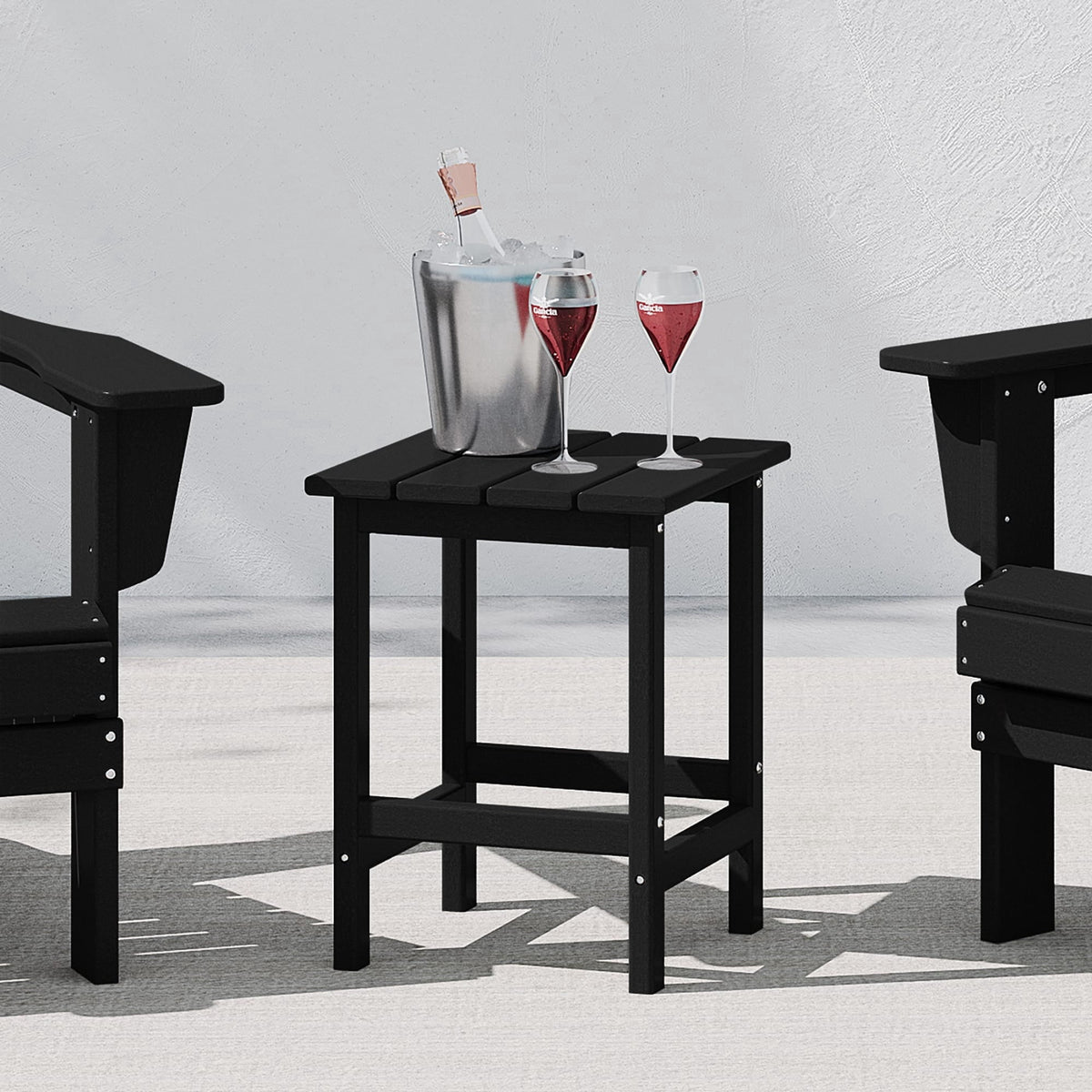 WestinTrends Outdoor Side Table, All Weather Poly Lumber Adirondack Small Patio Table Square End Table for Pool Balcony Deck Porch Lawn Backyard