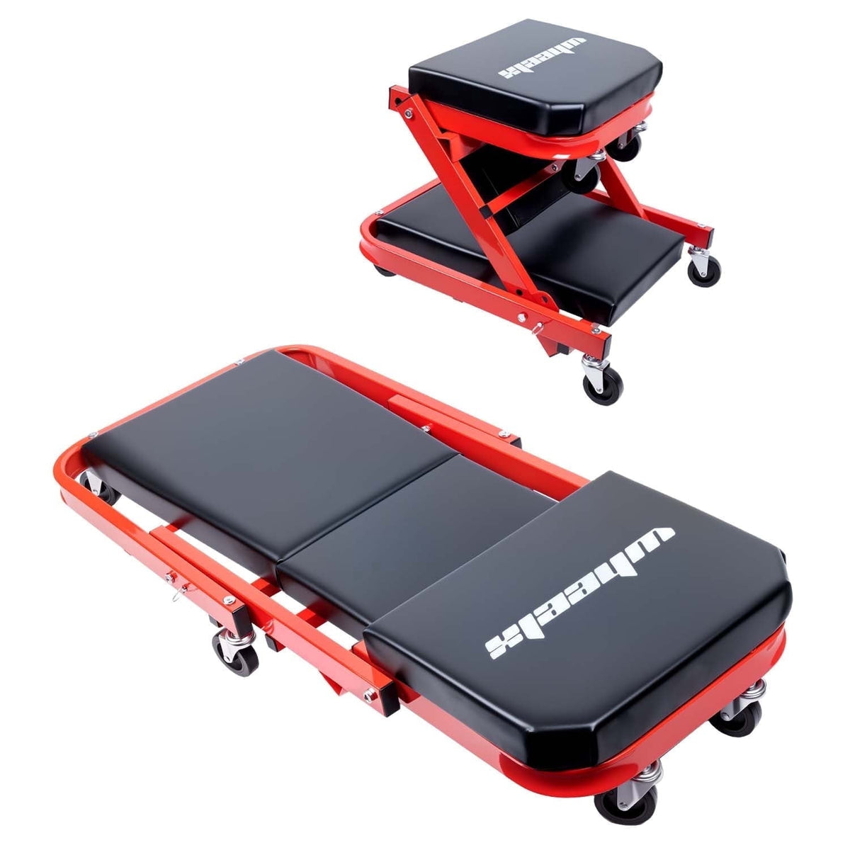WheelX Mechanic Creeper, Garage Gift, 40" Z Creeper Seat, 2 in 1 Mechanic Gifts, 480 lbs Capacity, Low Profile Creeper with 6 pcs Wheels in