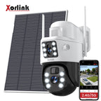 Xorlink 4K/8MP Solar Security Camera, 360° View Wireless Outdoor Camera, Waterproof PIR Detection, Rechargeable Battery Powered Home Dual Lens