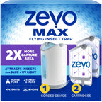 Zevo Max Flying Insect Indoor Fly Trap: Easy, Mess-Free Solution - Light Trap Catches & Kills House Flies, Fruit Flies, Gnats, & More (1 Plug in