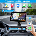 Wireless Apple Carplay Screen for Car, 7" HD Touch Screen Portable Car Stereo for Carplay & Android Auto, Pantalla Para Carros with Bluetooth, AUX