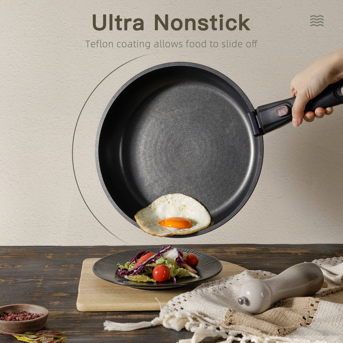 Astercook 20-Piece Pots and Pans Set, Nonstick Cookware Set with Detachable Handles, Oven & Dishwasher Safe, Induction Compatible, Stackable RV